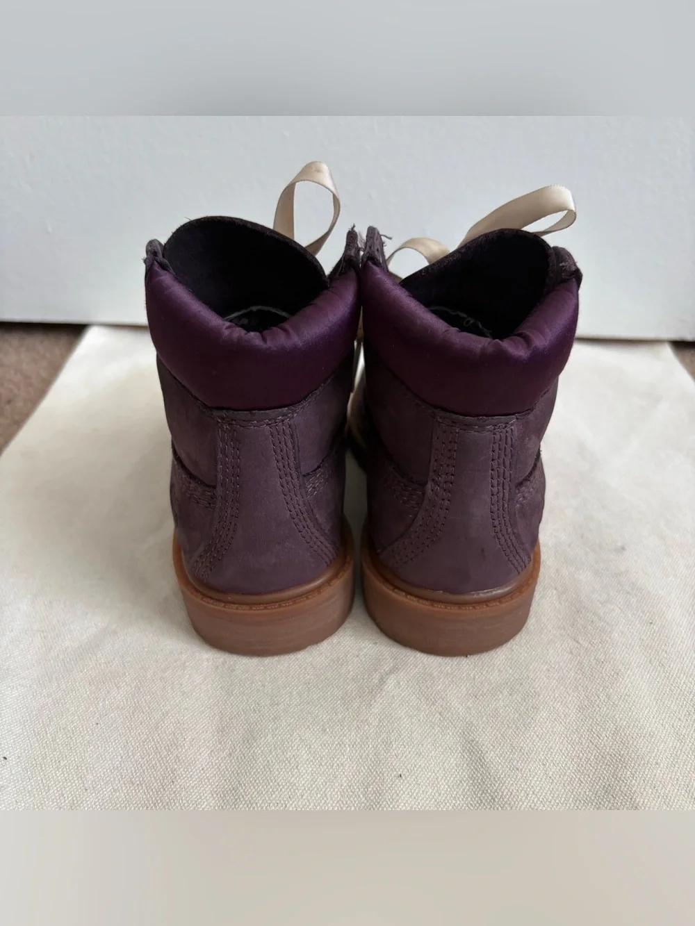 Timberland Premium Girls Leather Lace-Up Ankle Boots Purple US 10